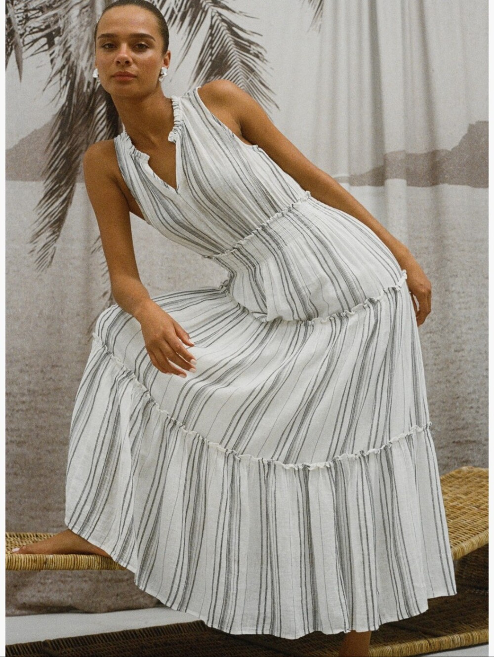 Rails Loulou Stripe Sleeveless Linen Blend Maxi Dress